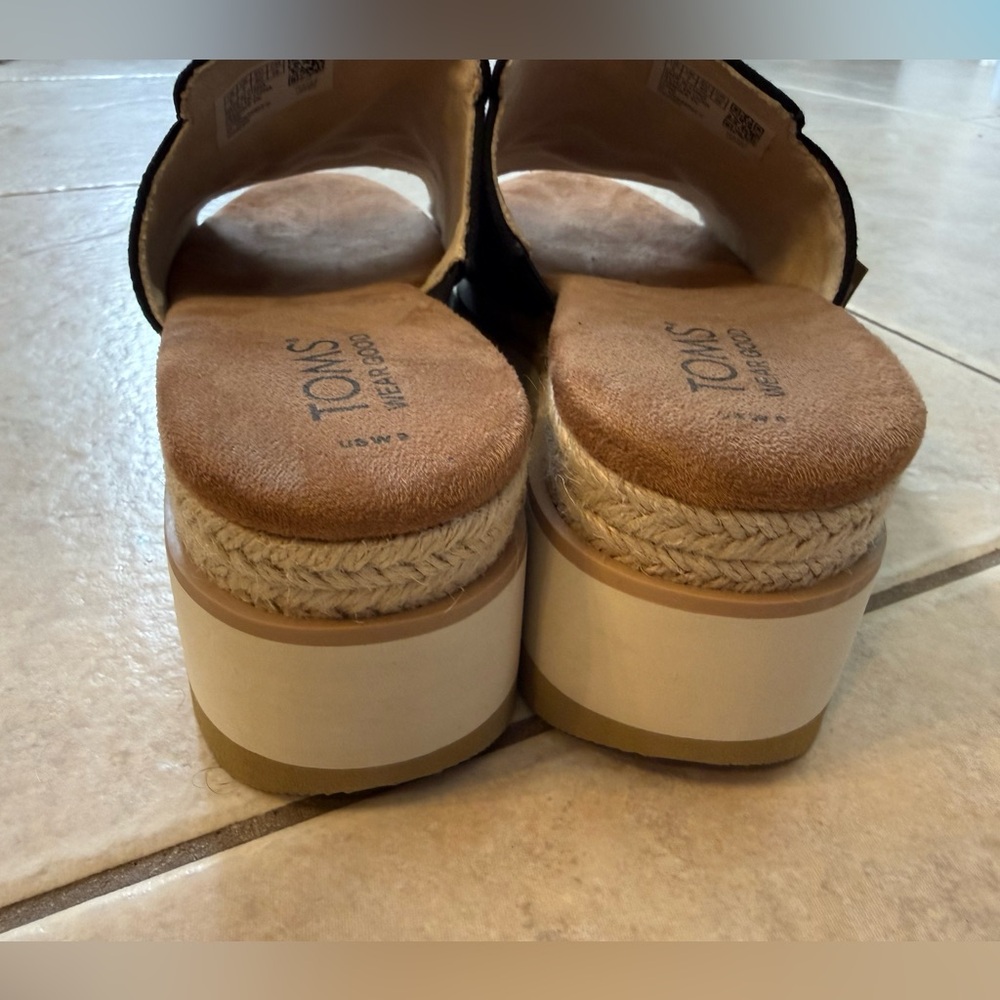Toms Adria wedge platform sandal black canvas NWT - Picture 6 of 12